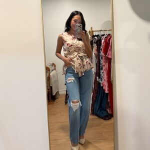 Walter Baker | Pink Pena Shirred/cinched Floral Blouse